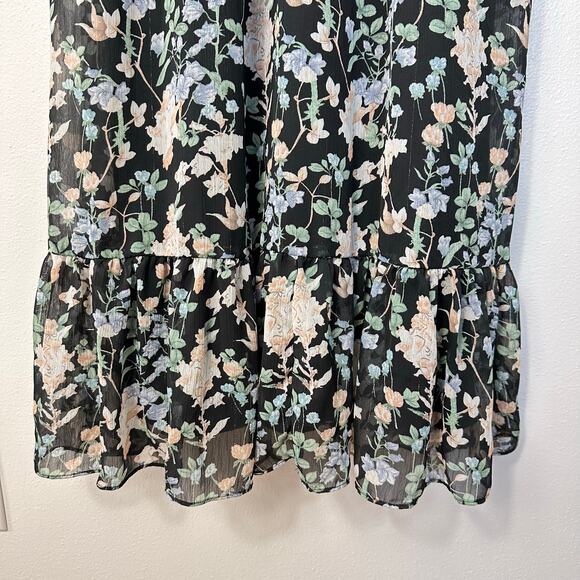 Lulus Dress Lush Loveliness Floral Midi Tie Strap Black Blue Pink S NWOT NEW - Picture 10 of 10